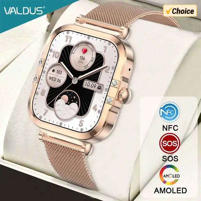 

VALDUS VL52 Смарт-часы для женщин NFC Голосовой помощник SOS Пульсометр Фитнес Спортивный режим AMOLED Bluetooth Вызов 2025 Смарт-часы