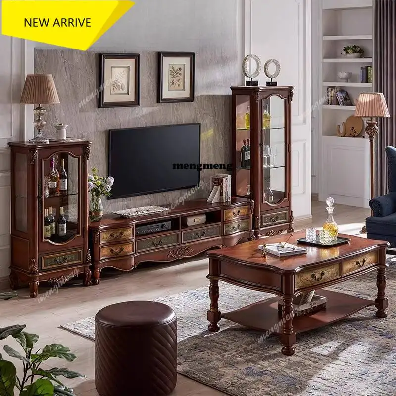 

M138 Storage Vintage Tv Stand Universal Design Gold Wooden Nordic Tv Cabinet Living Room Minimalist Mueble Televisor Furniture H