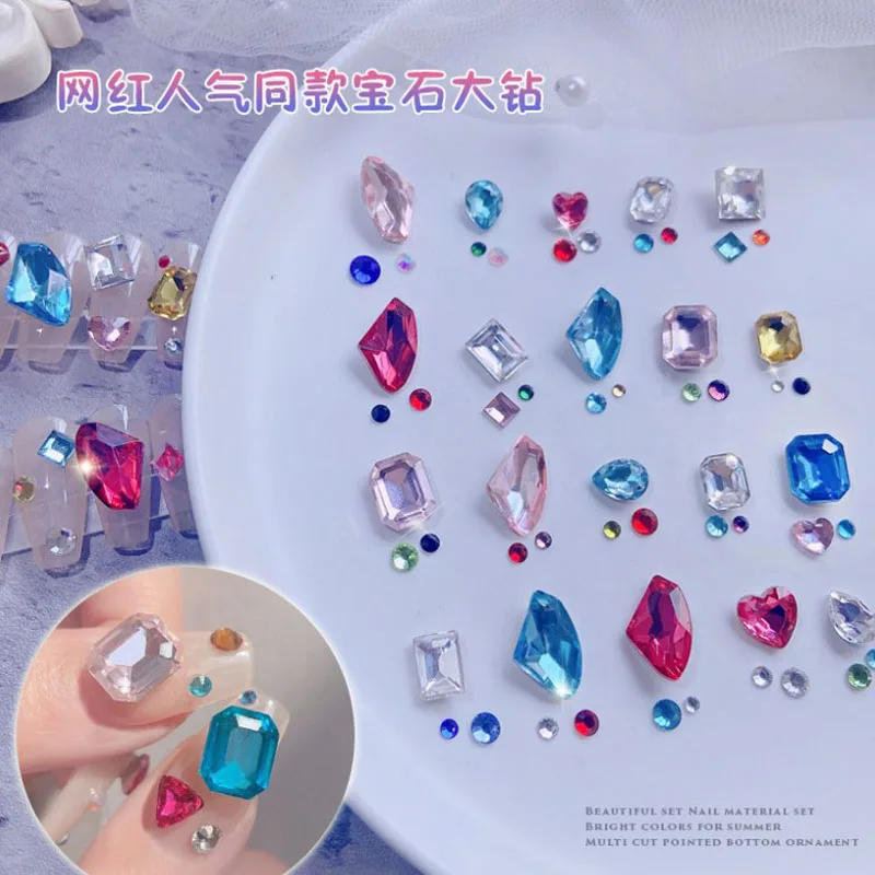 

1 Box 3D Mixed Shape Rhinestones AB Flat Back Shiny Stones Nail Art Decorations Nail Gems Crystal Strass Accessoires