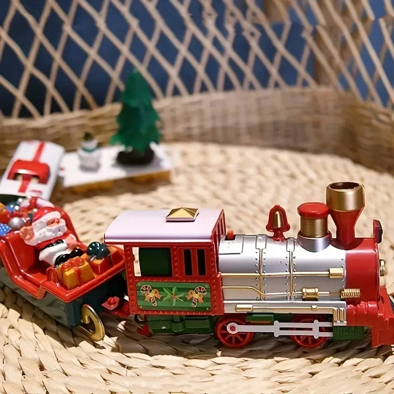 Christmas Train Electric Toys Christmas Tree Decoration Train Track Frame Railway Car With Sound&Light Rail Car Christmas Gifts