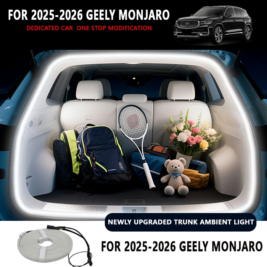 

FOR 2025-2026 GEELY MONJARO Rear Trunk LED Light Bar Strips Trunk Interior Decorative Lamp Strip Luggage Atmosphere Light