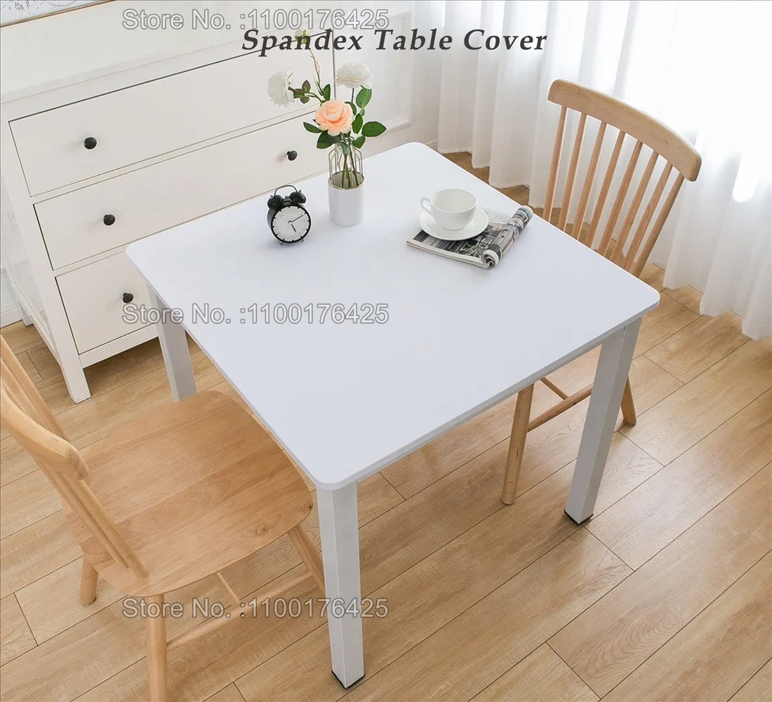 Marble Fitted Square Tablecloth with Elastic Edges Modern Art Waterproof Table Cover Polyester Table Clothes for Kitchen Dining