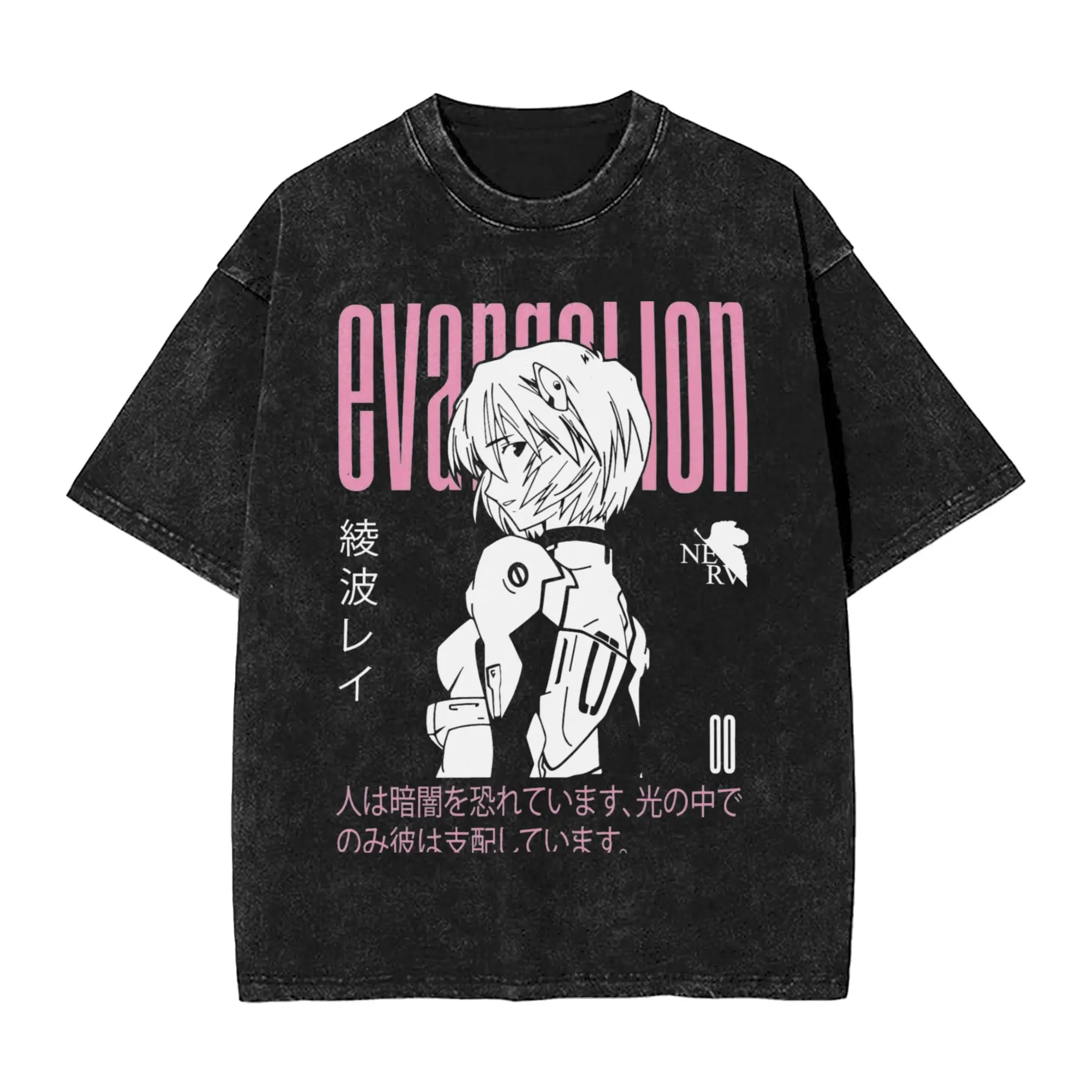 Men Women Rei Ayanami Exclusive  Vintage Washed T Shirt Eva Pure Cotton Clothes Funny Short Sleeve O Neck Tees 6XL T-Shirts