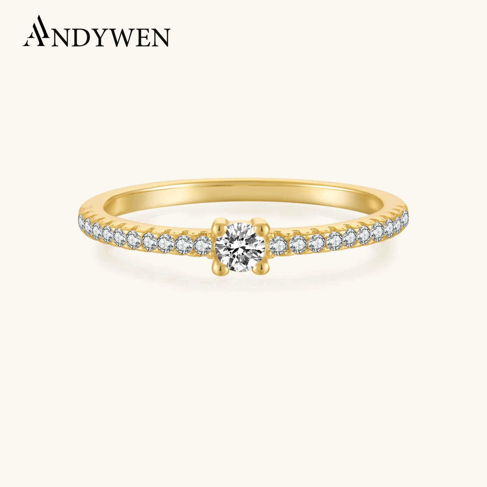 

ANDYWEN New 925 Sterling Silver Gold SOLSTICE Rings Zircon CZ Party 2023 Crystal CZ Belong To Fine Jewelry Collection