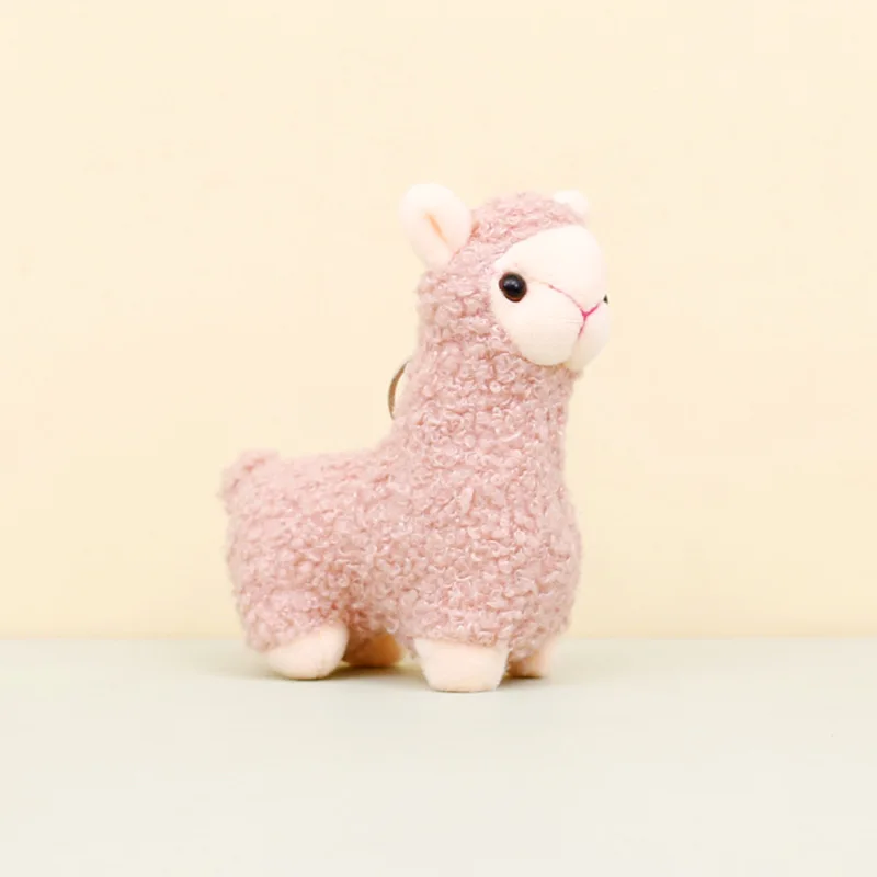 1Pcs 12CM Cartoon Alpaca Keychain Pendant Cute Grass Mud Horse Plush Toys Doll Backpack Charm Dolls Girls Birthday Small Gifts