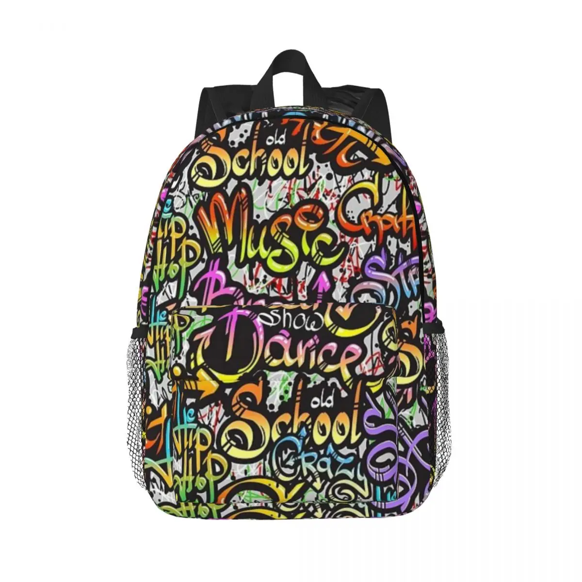 Mochila escolar casual leve impressa G-Graffiti para escola, ao ar livre, compras, escritório de 15 polegadas