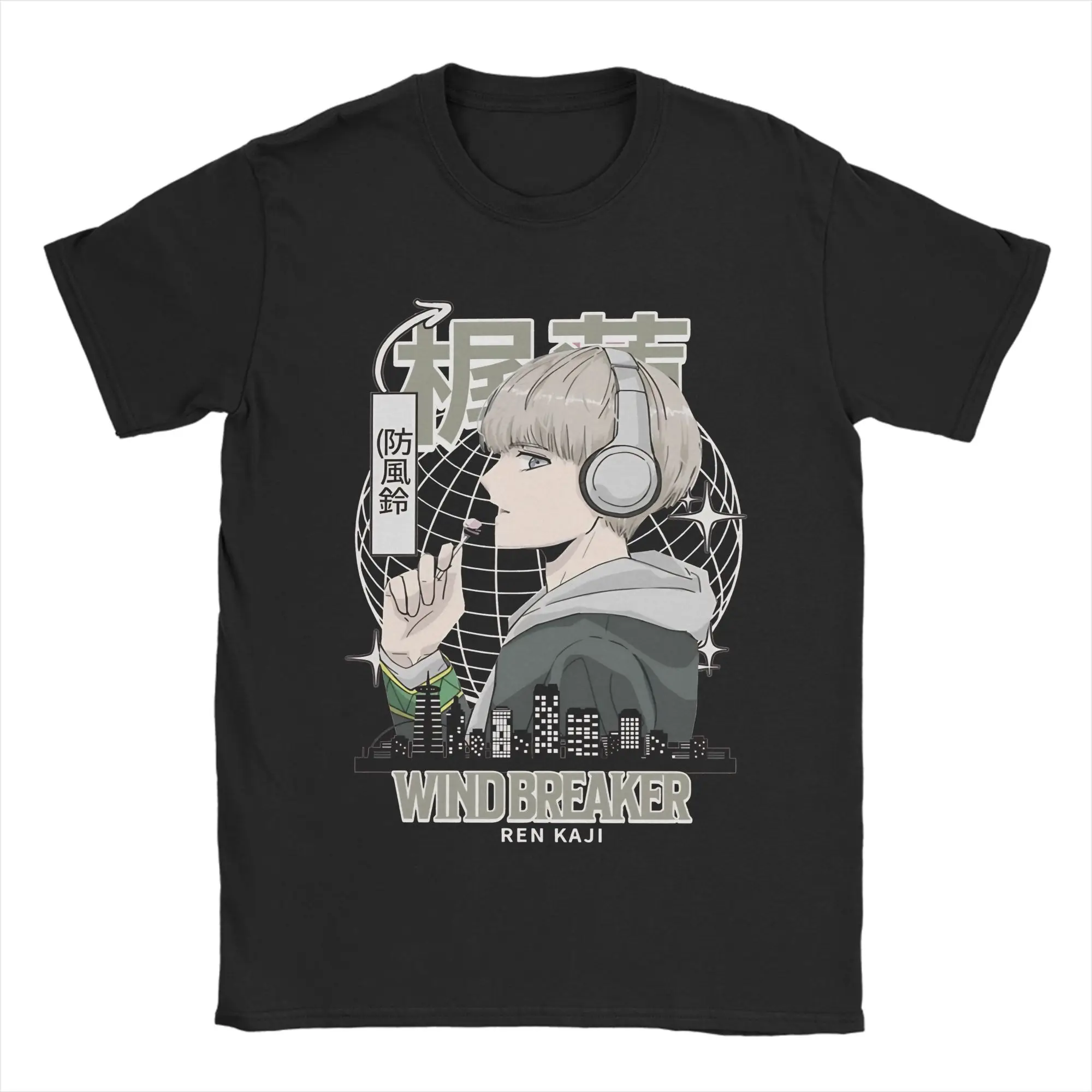Ren Kaji Wind Breakers T-Shirt Men  Vintage 100% Cotton Tee Shirt Crewneck Short Sleeve T Shirts Adult Tops
