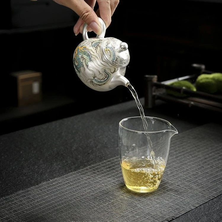 Qinglong Pear-shaped Pot Small Capacity Teapot Making Tea Household High-end Chinese Kung Fu Single Pot with Pot Bear