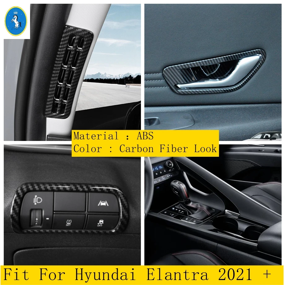 

Car Window Pillar A / Door Bowl / Gear Shift Box / Head Lights Panel ABS Accessories Cover Trim For Hyundai Elantra 2021 - 2023