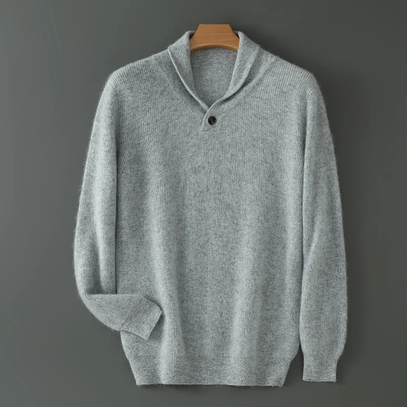 

Autumn And Winter New V-neck Men's Mink Wool Business Casual Knitted Long Sleeve Pullover Bottoming Sweater