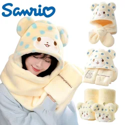 Sanrio Mop Winter Plush Three-Piece Set Cartoon Mop Winter Riding Warm Hat Scarf Casual Fashion Holiday Gifts for Girls