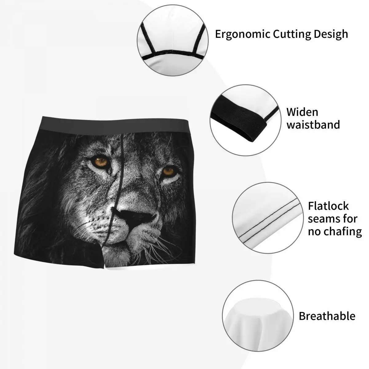 Lion Face Maks Animal Underpants Homme Panties Man Underwear Ventilate Shorts Boxer Briefs