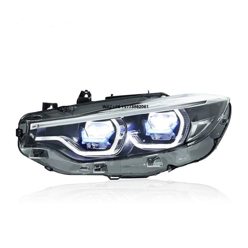 1 Set for 13-20 4 F32 Headlight Assembly Modification with Blue Frame M4 LED Lens Daytime Running Lights and Turn Signals