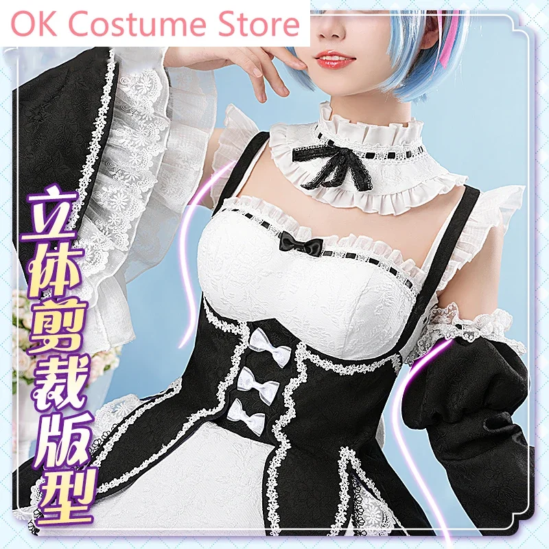 Anime! Re:Life In A Different World From Zero Rem Maid Dress Gorgeous Uniform Cosplay Costume Halloween Party Outfit