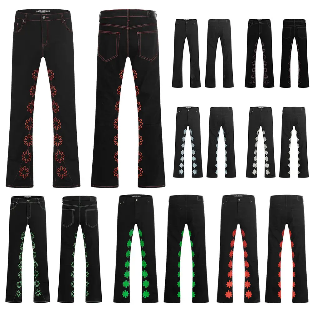 

Модные универсальные мужские джинсы LOST SHDWS, высококачественные эластичные брюки с цветочной вышивкой и логотипом Lostshdws, джинсовые брюки для мужчин