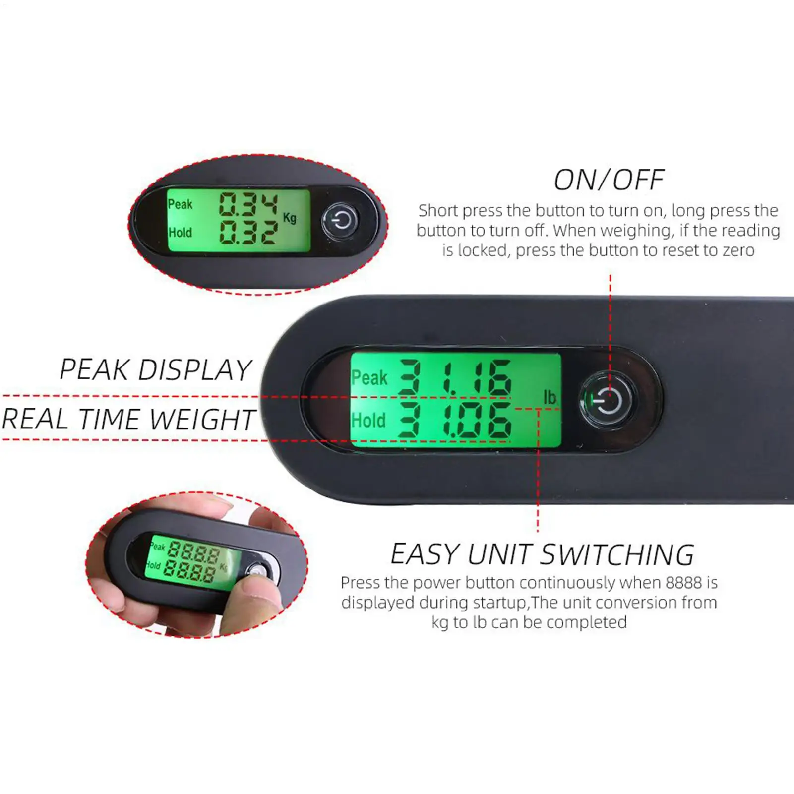 مقياس القوس لرسم الوزن قياس دقيق شاشة LED رقمية رطل/ز 110 رطل مجمع القوس رسم مقياس الوزن لصيد الأسماك #4