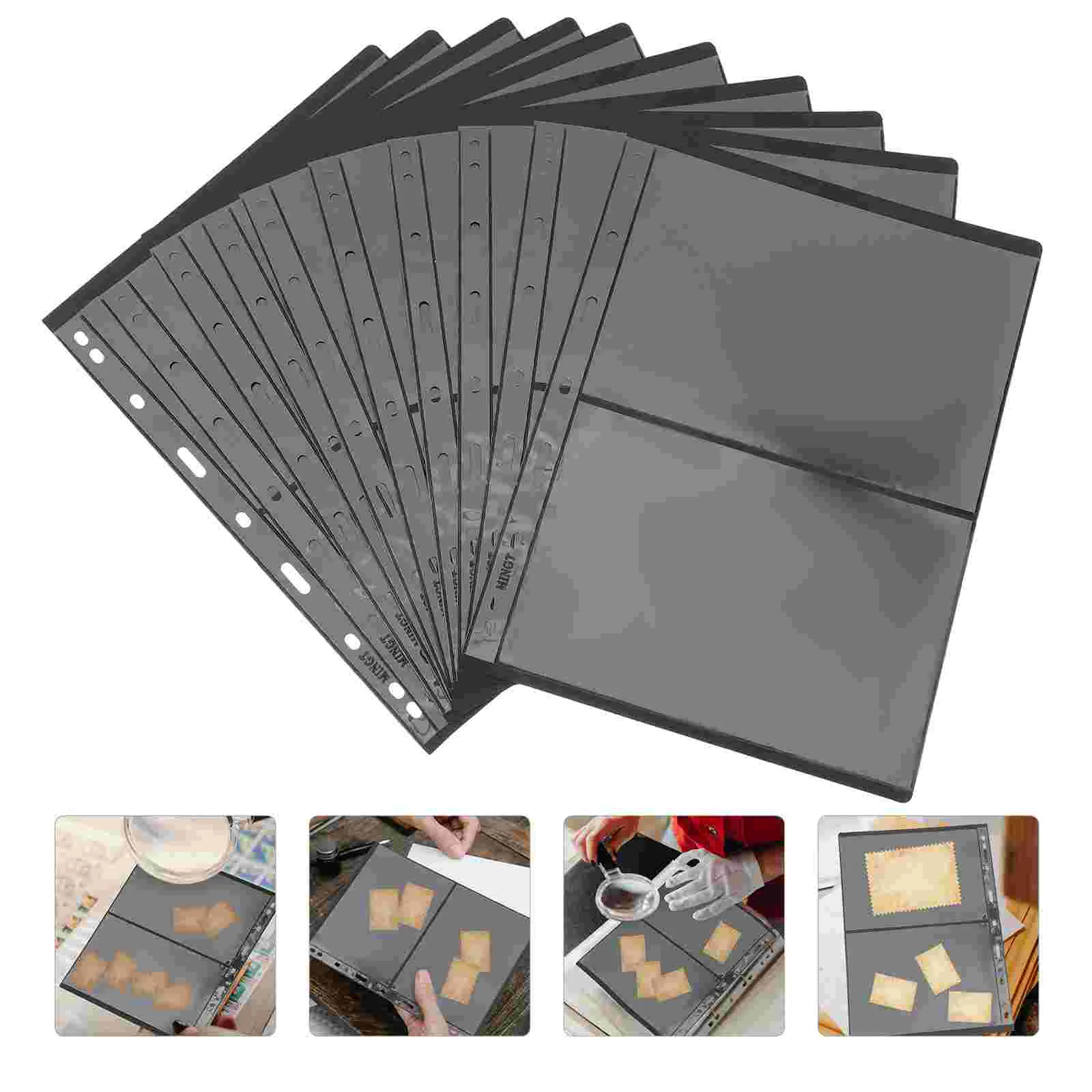 

10 Pcs Stamp Collection Coin Holders Stock Pages Cards Collectors Album Convenient Inserts Stickers Postage Stamps Supplies