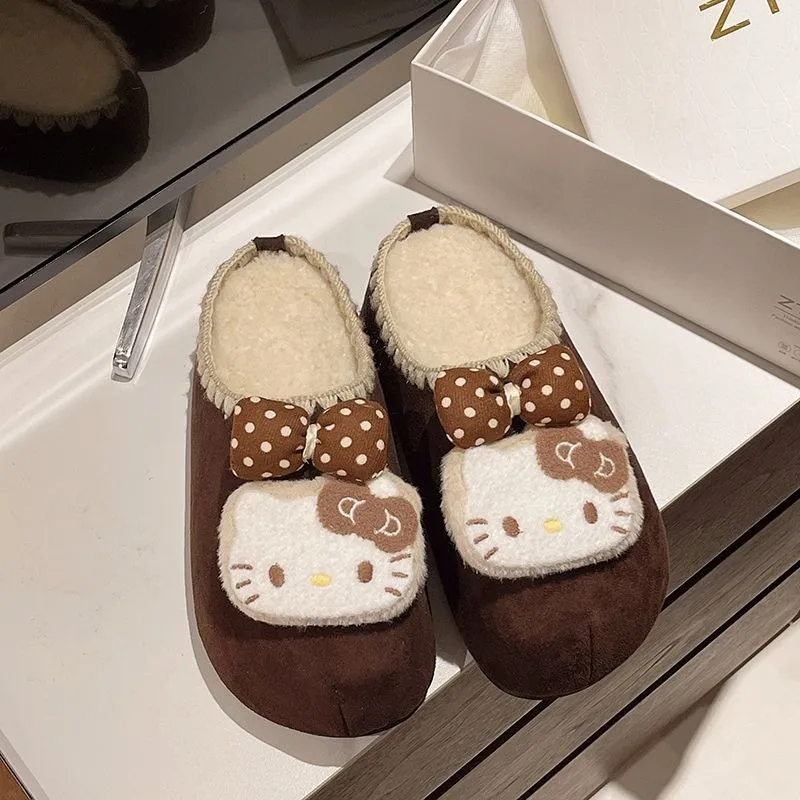 Kawaii مرحبا كيتي سانريو الطلاب لطيف الكرتون أحذية دافئة مريحة الأطفال نعال من القطن أحذية منصة هدية للأطفال