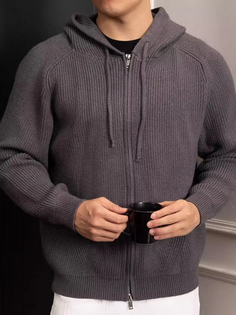 Harajuku Mens Casual Mit Kapuze Pullover Herbst Winter Neue Zipper Langarm Warme Strickjacke Jacke Mode Strickwaren Tops Männlich