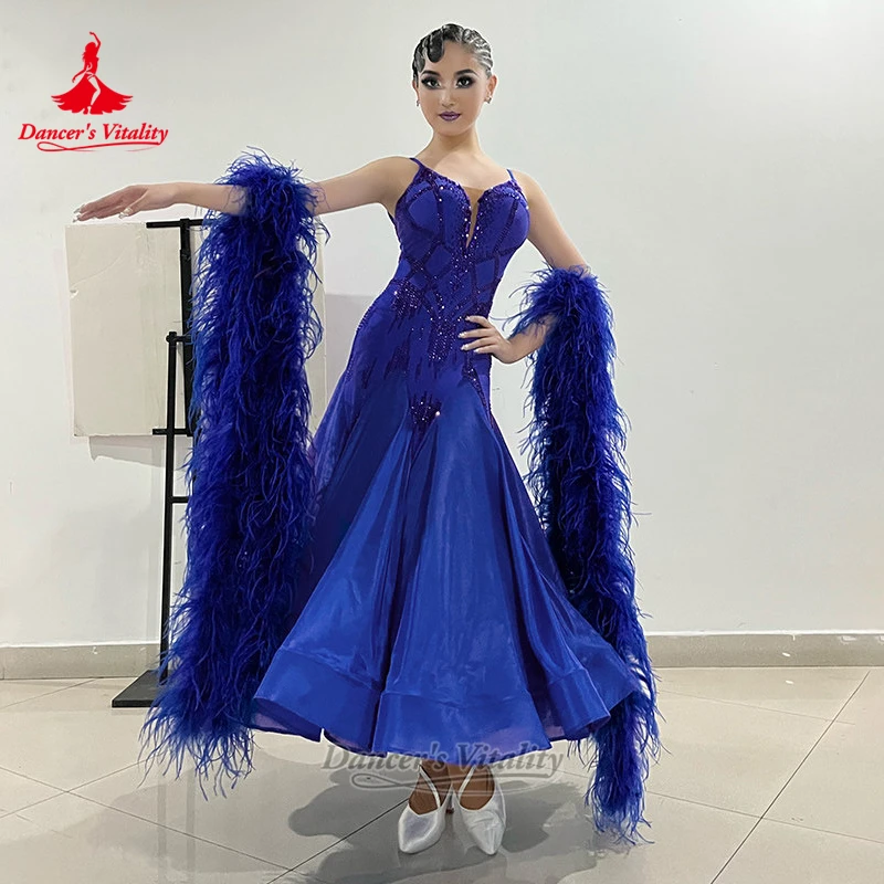 Adult&Children Waltz Foxtrot Sleeveless Wrapped Hips Dress Customize Women Ballroom Dance Perform Sling Attire Dancer's Vitality