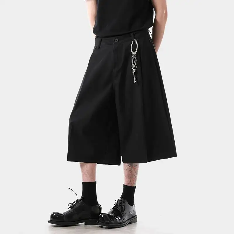 Simple New Men's Suit Shorts Pleated Design Solid Color Straight Korean Style Summer Wide Leg Loose Male Trousers 9WZHCP