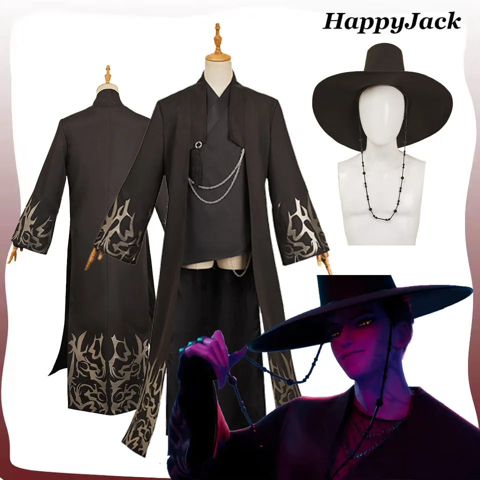 

Jinu Косплей Черная командная форма Шляпа 2025 Демон Мультфильм Охотник Ролевая игра Взрослый мужской костюм Хэллоуин Карнавальный маскировочный костюм для вечеринки