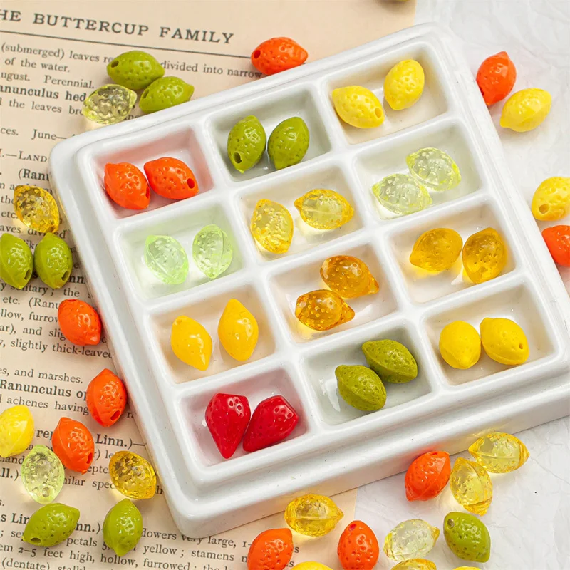 14x9MM Acrylic Colored Fresh Lemon Beads Lifting Hole Loose Spacer Beads Handmade For DIY Jewelry Bracelet Necklace Accessories