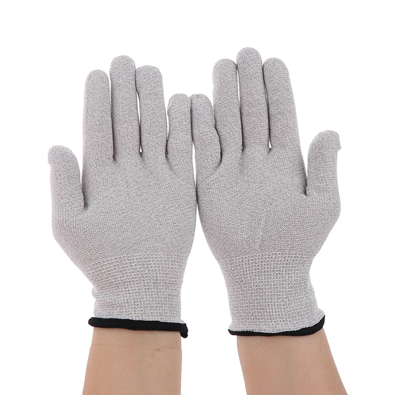 1Pair Conductive Silver Fiber Electrode Gloves Pads Electrotherapy Massage