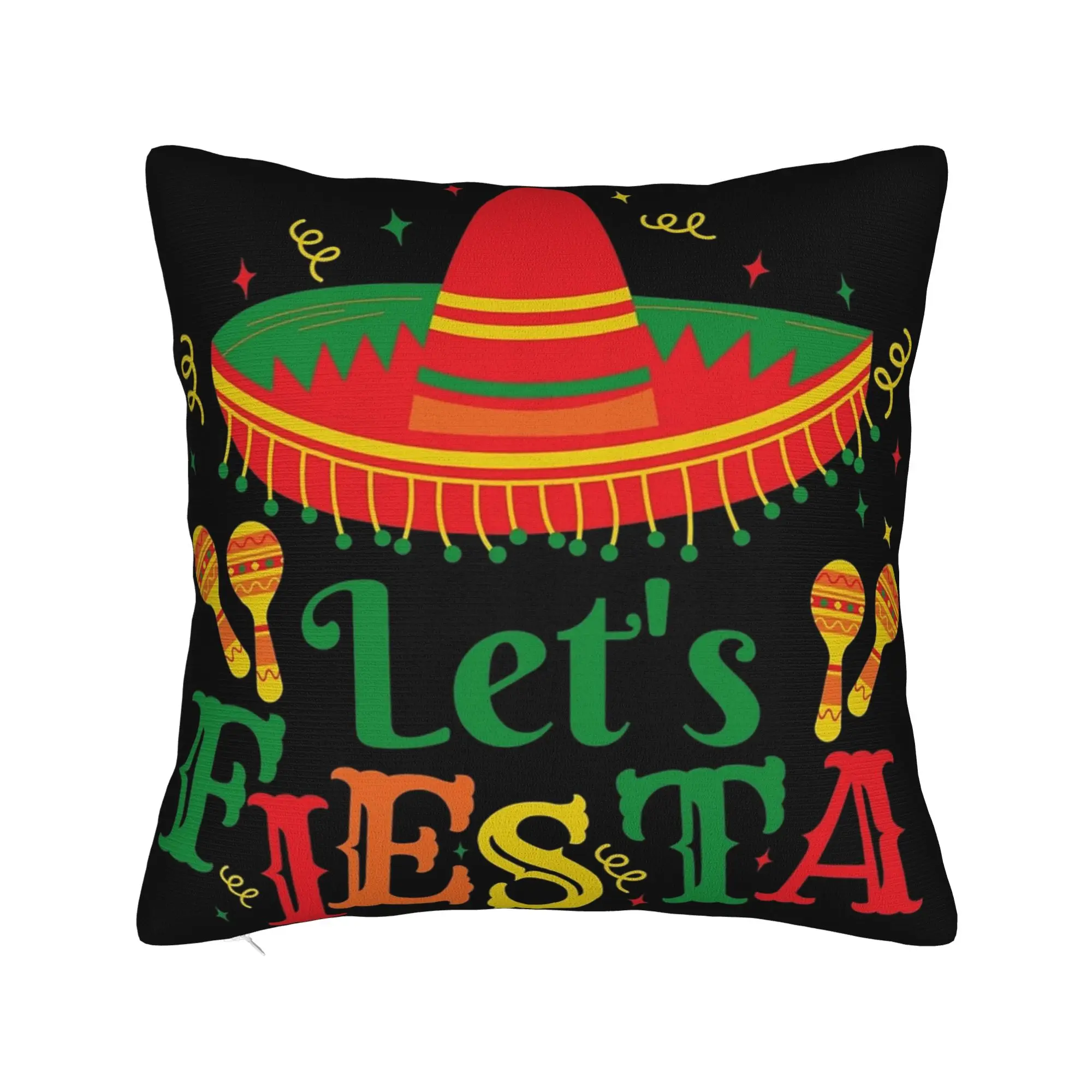 Let's Fiesta Cinco De Mayo  Pillow Covers Product Soft Cushion Cover Decor  Pillow Case Cover Sofa Multiple Sizes