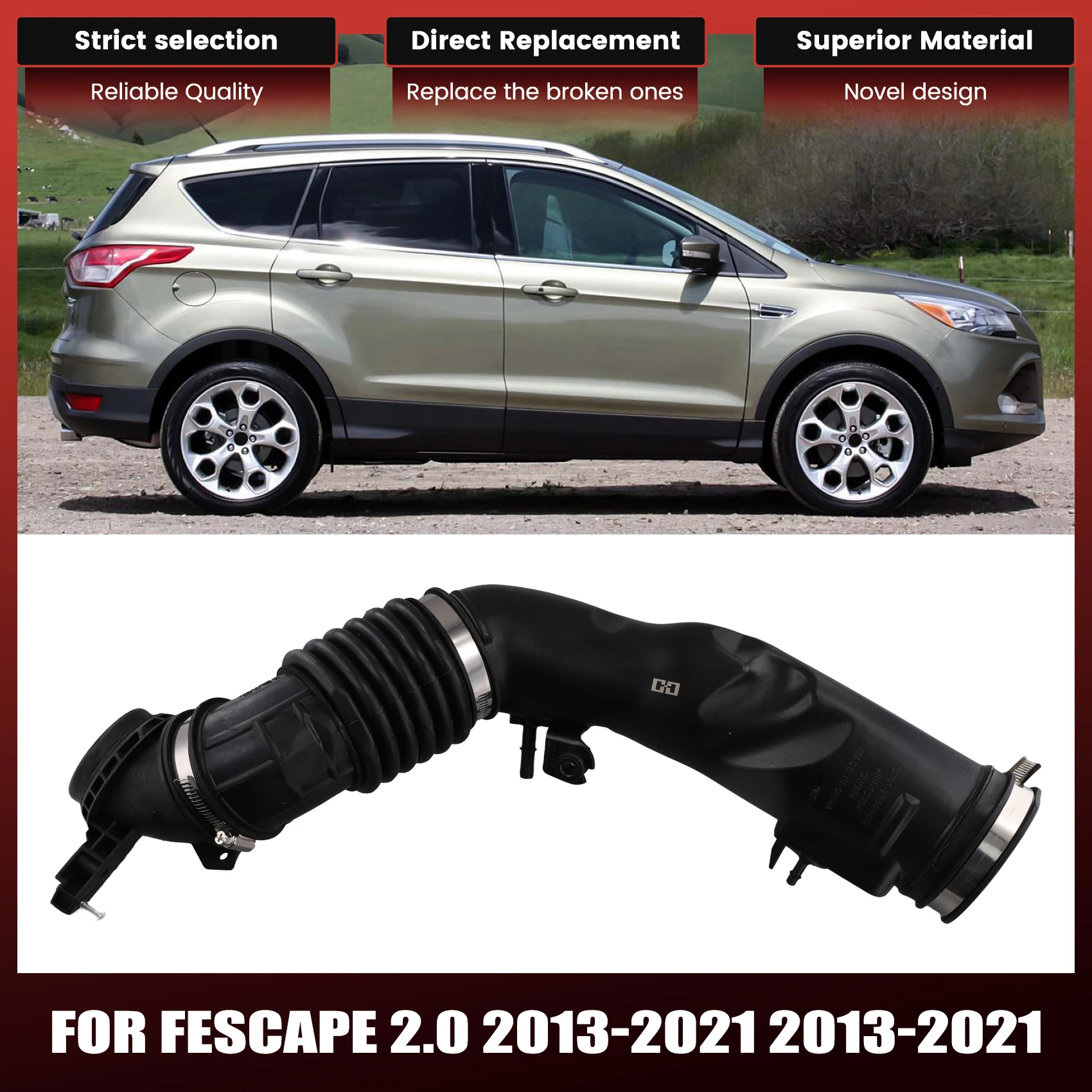 

Car Turbocharged Air Filter Hose GV61-9R504-BB GV61-9R504-BA For Ford Escape Kuga 2.0L 2013-2021 Air Hose Pipe