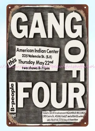 old fashioned signs 1980 GANG OF FOUR 1980 CONCERT POSTER metal tin sign