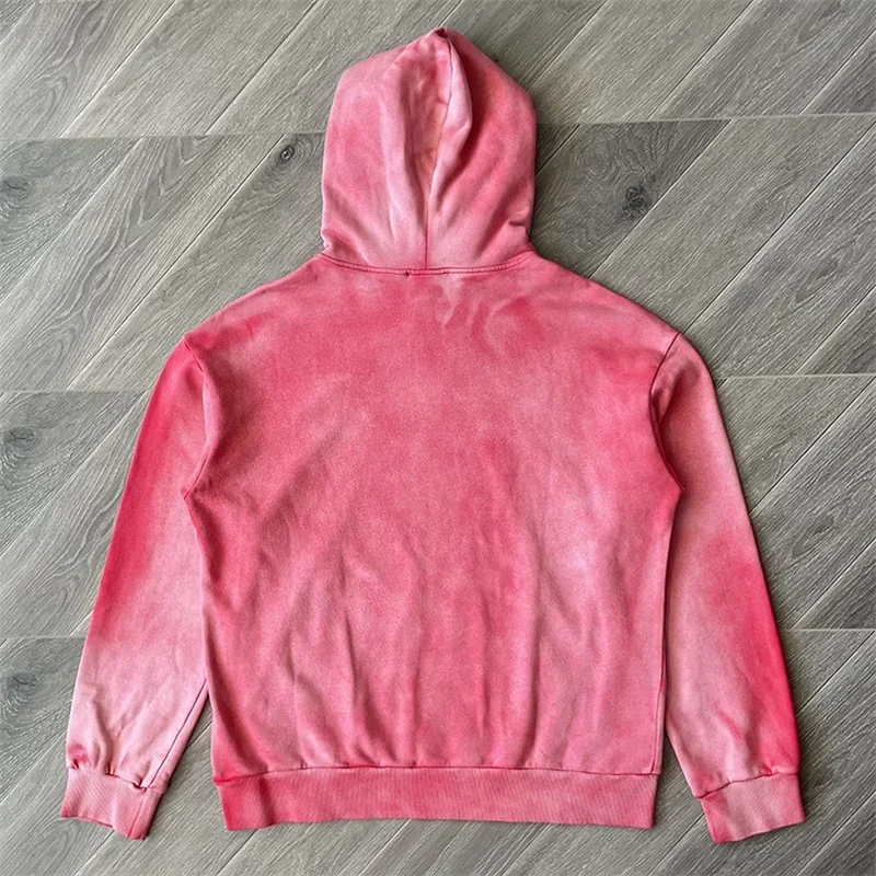 24ss Pure Cotton Washed Pink Hoodies Best Quality Women Oversized Hooded Pullovers Men Clothing Tracksuit Set