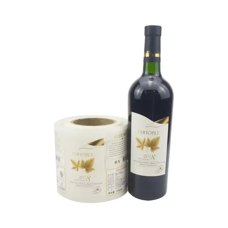 Custom Vintage Textured Paper Wine Label Stickers | Logo Printed Red Wine Bottle Labels in Rolls for Wholesale