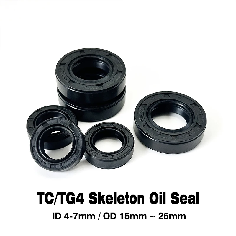 

Black Nitrile Rubber nbr TC/TG4 Skeleton Oil Seal - High Temperature Resistance Wearproof ID 4mm-7mm OD 15mm~25mm Sealing Part
