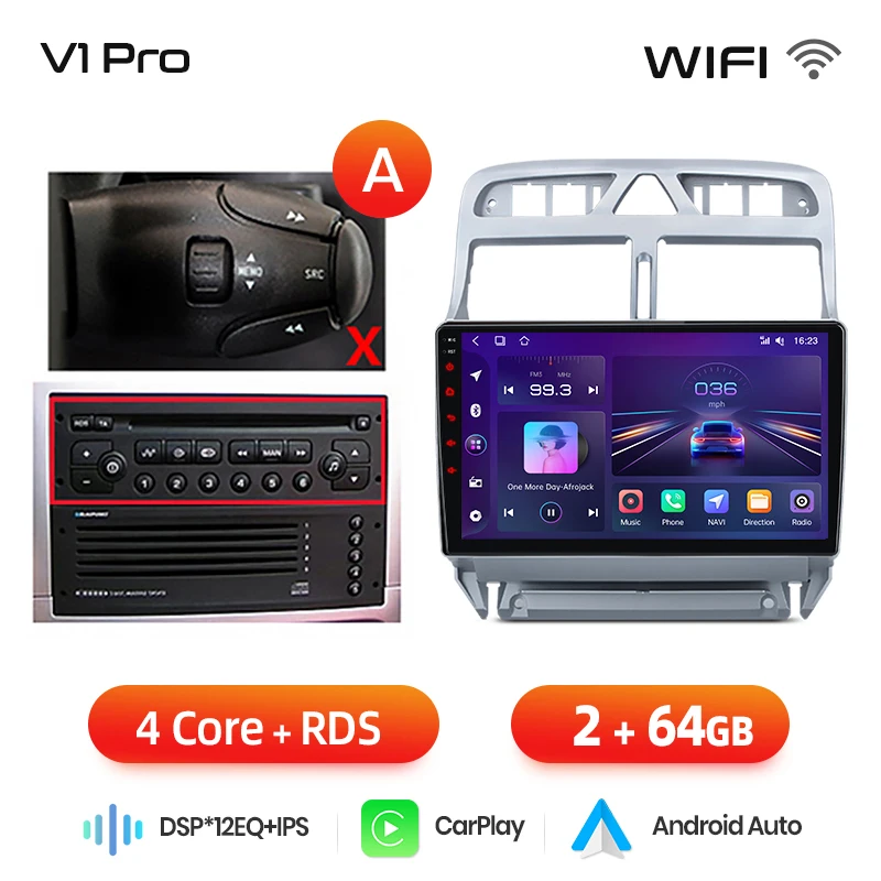 Junsun AI Draadloze CarPlay voor Apple Android Auto Radio Voor Peugeot 307 307CC 307 SW 2002-2013 GPS multimedia RDS WiFi Stereo