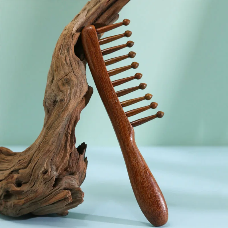 

Гребень из натурального сандалового дерева, многофункциональный массажный Расческа с длинной ручкой из натурального сандалового дерева, меридиан