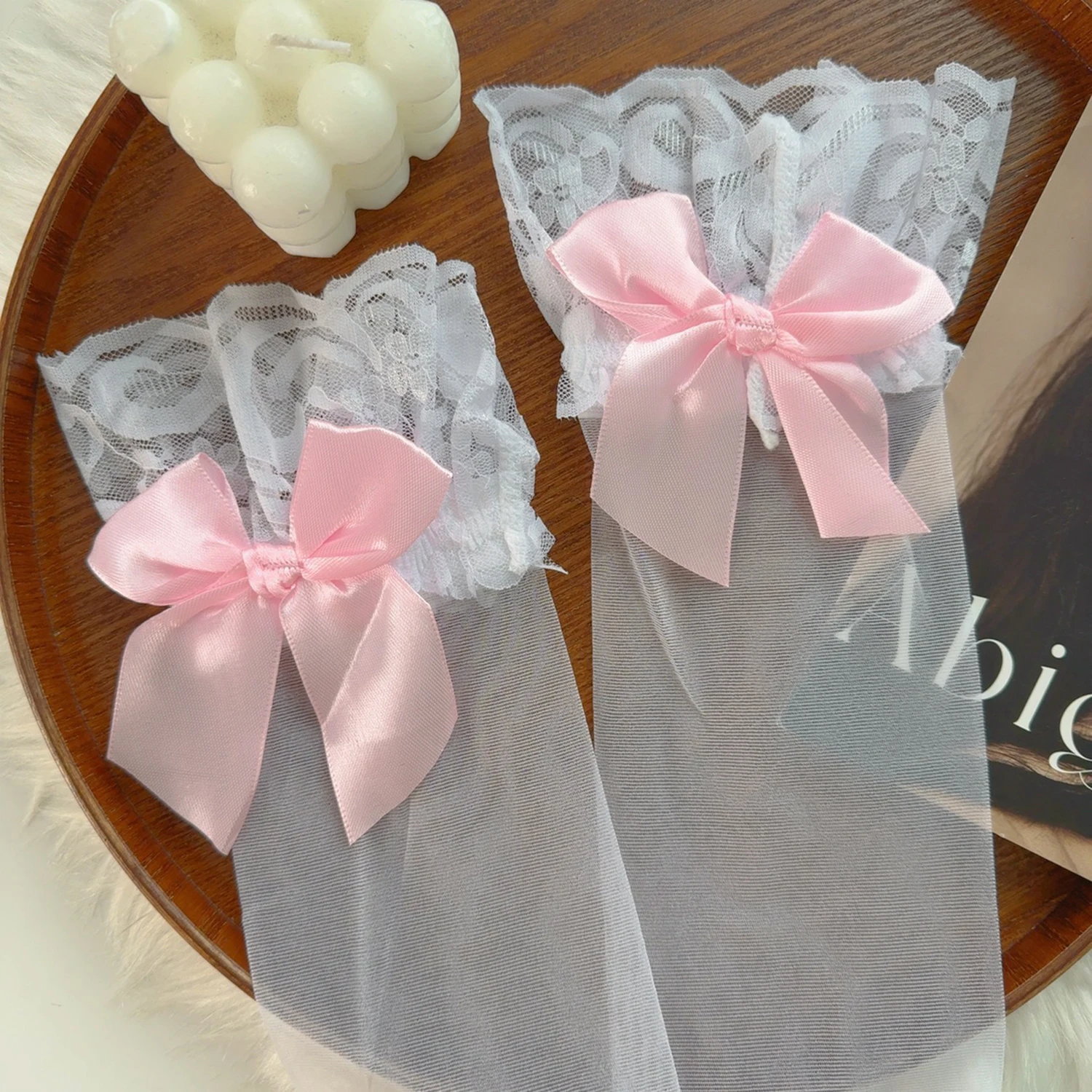 Frauen Kawaii Nette Über Knie Hohe Lange Socken Lolita Mädchen Bowknot Oberschenkel Hohe Strümpfe JK Japanischen Stil Cosplay Spitze Strumpf – Detail 15