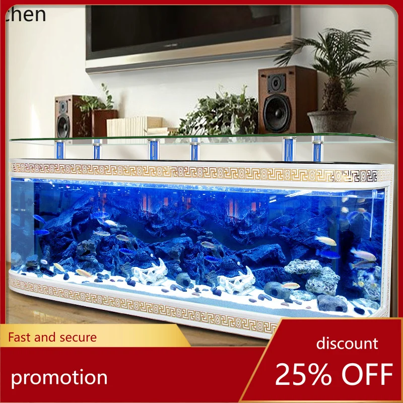 

Тумба под телевизор HXL с аквариумом для золотых рыбок, журнальный столик для гостиной, большой полукруглый, безводный аквариум.