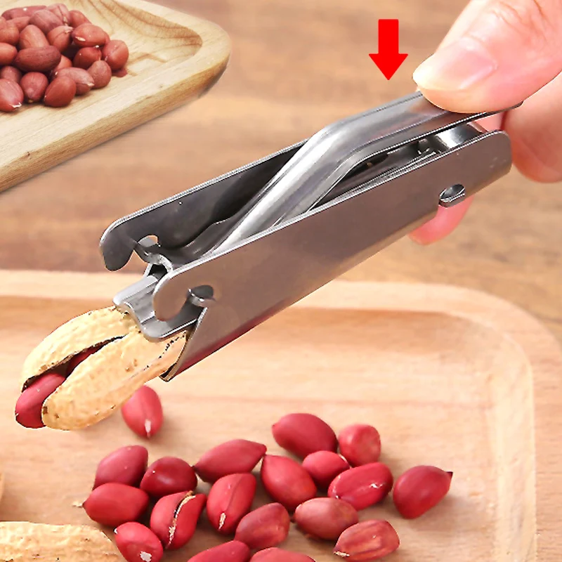 Stainless Steel Nut Sheller Pincers Automatic Assist Clean Melon Seeds Opener Walnut Peeler Kitchen Tool Home Supply Accessory