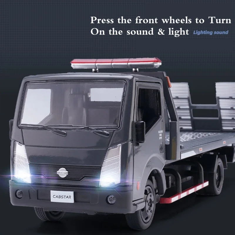 Plataforma de remolque, camión de juguete, coche fundido a presión, modelo de vehículo Matal, colección de sonido y luz extraíble, regalo para niños y niños