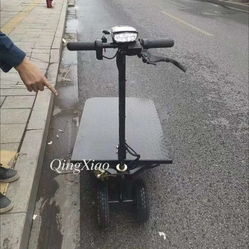 Slope Climbing Electric Flatbed Tricycle Heavy Duty Cargo Transport Hand Trolley for Construction Site Cement Sand Brick Hauling