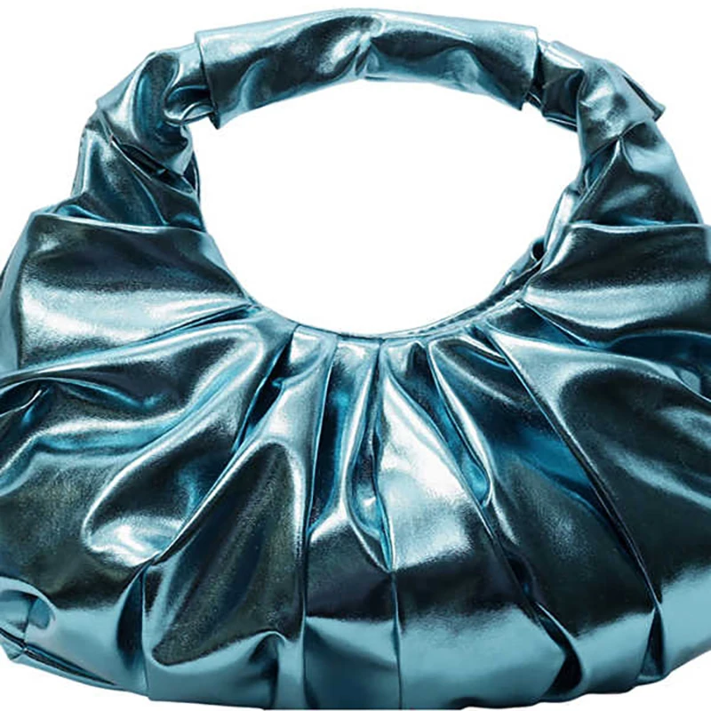 Borse a pieghe moda donna 2025 nuova borsa quadrata portatile in pelle tinta unita di lusso leggera pochette da sera femminile