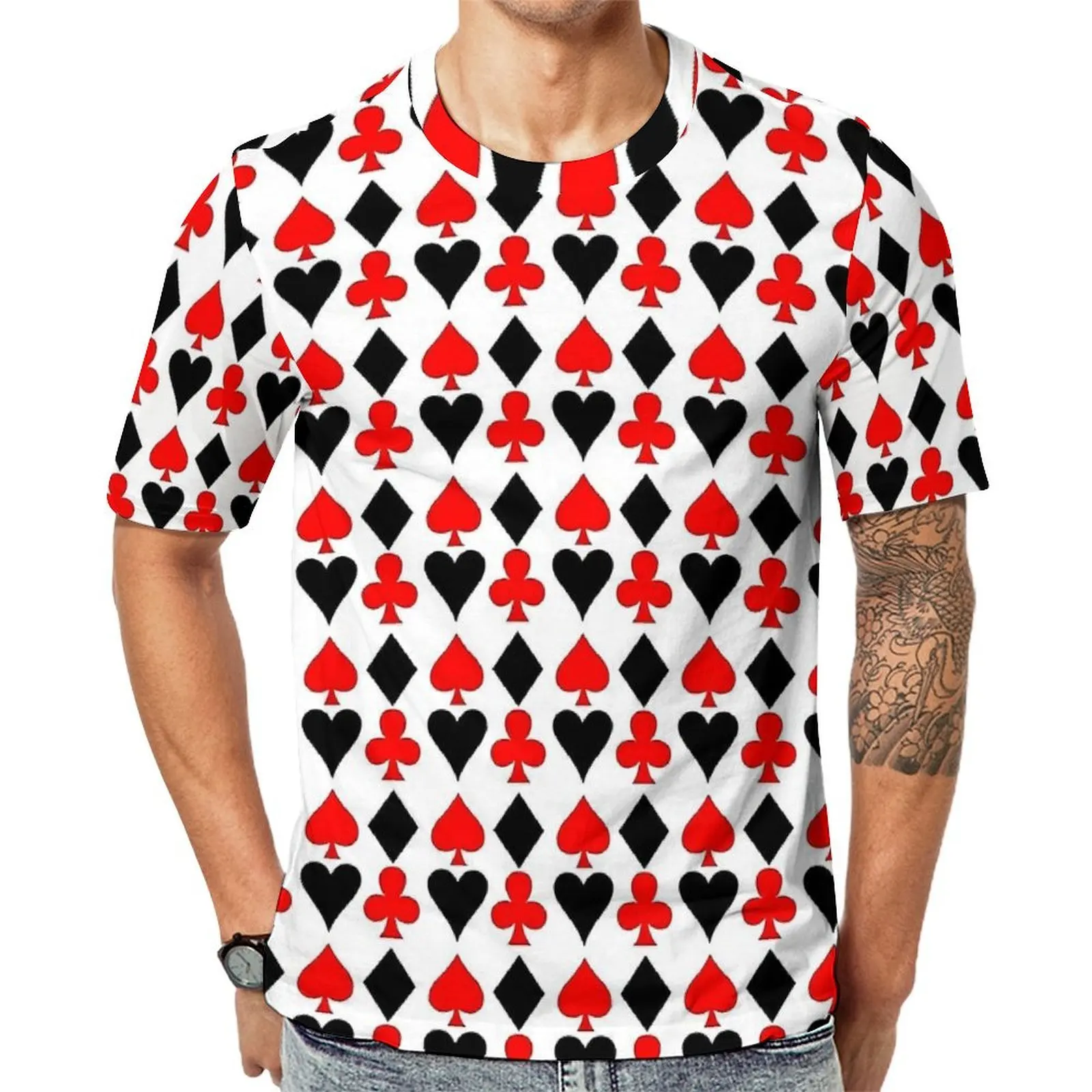 Summer T Shirt Icons of Playing Cards T Shirts Hearts Diamonds and Clubs Casual Trending Tee Shirt For Men Graphic Big Size Tops