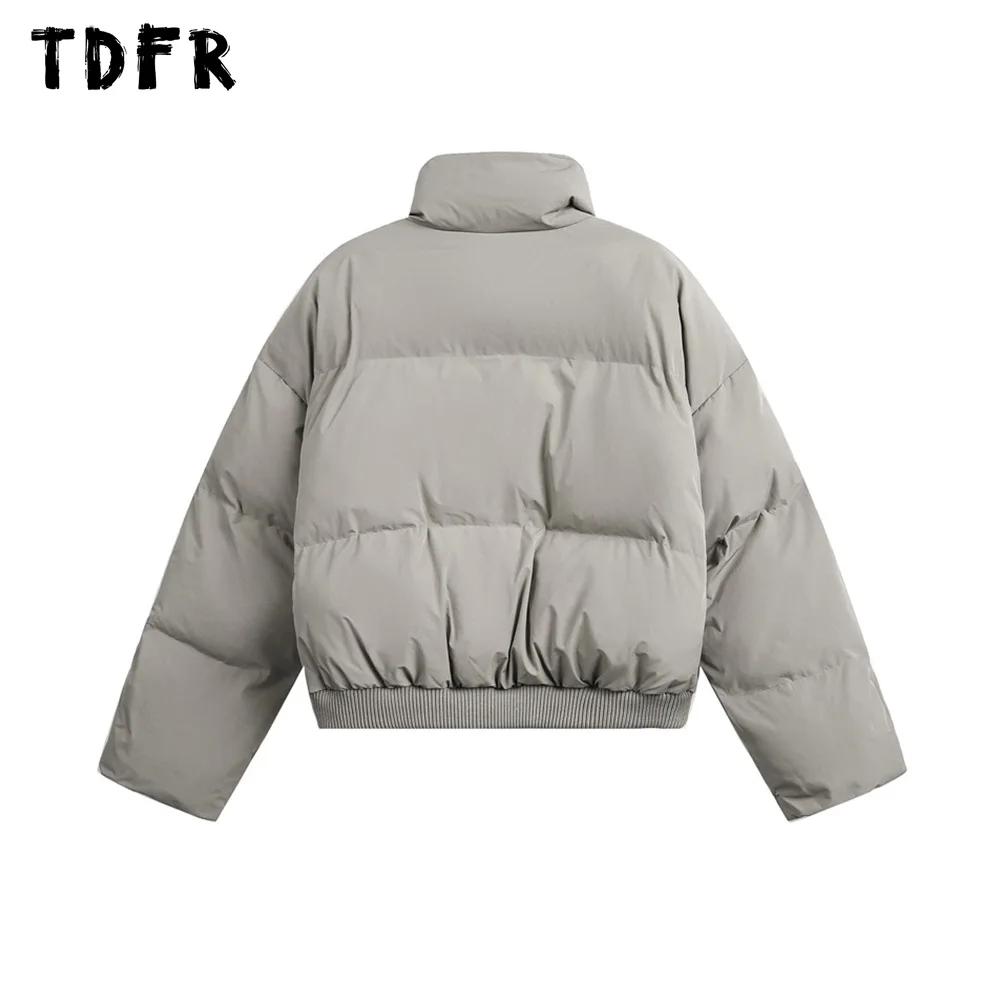 Letter Print Bread Jacket Mens Winter Streetwear Loose Long Sleeve Padded Jacket Men Thick Outerwear