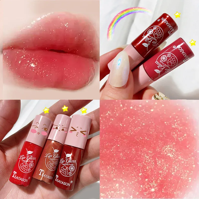 Lip Gloss Transparent Glossy Jelly Lipstick Shimmer Non-sticky Long Lasting Glass Lips Glaze Moisturizing Lip Mud Makeup Use