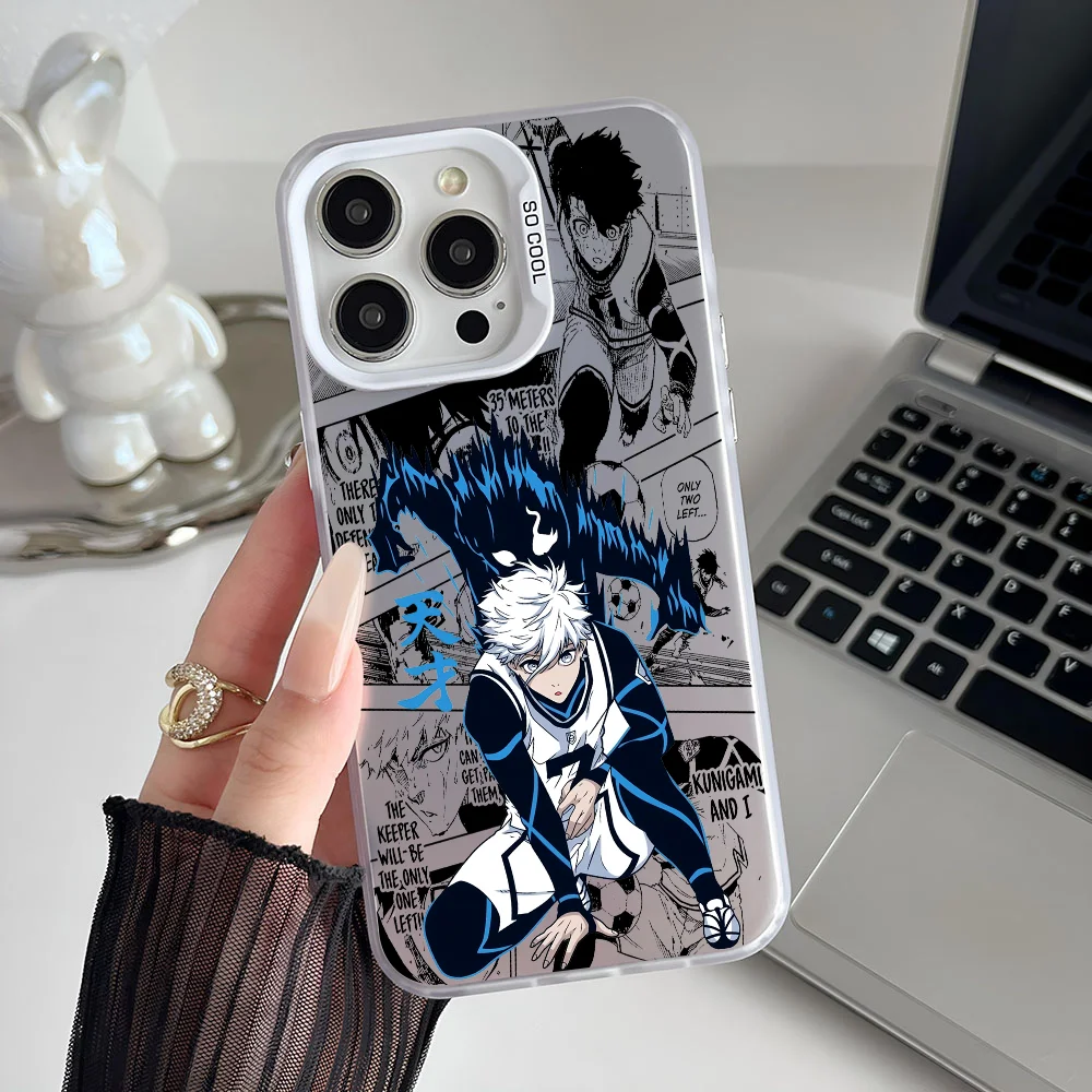 B-BLUE LOCKS S-Seishiro Nagi Phone Case IMD Color Silver Shell For IPhone 16 15 14 13 12 Pro Max Plus