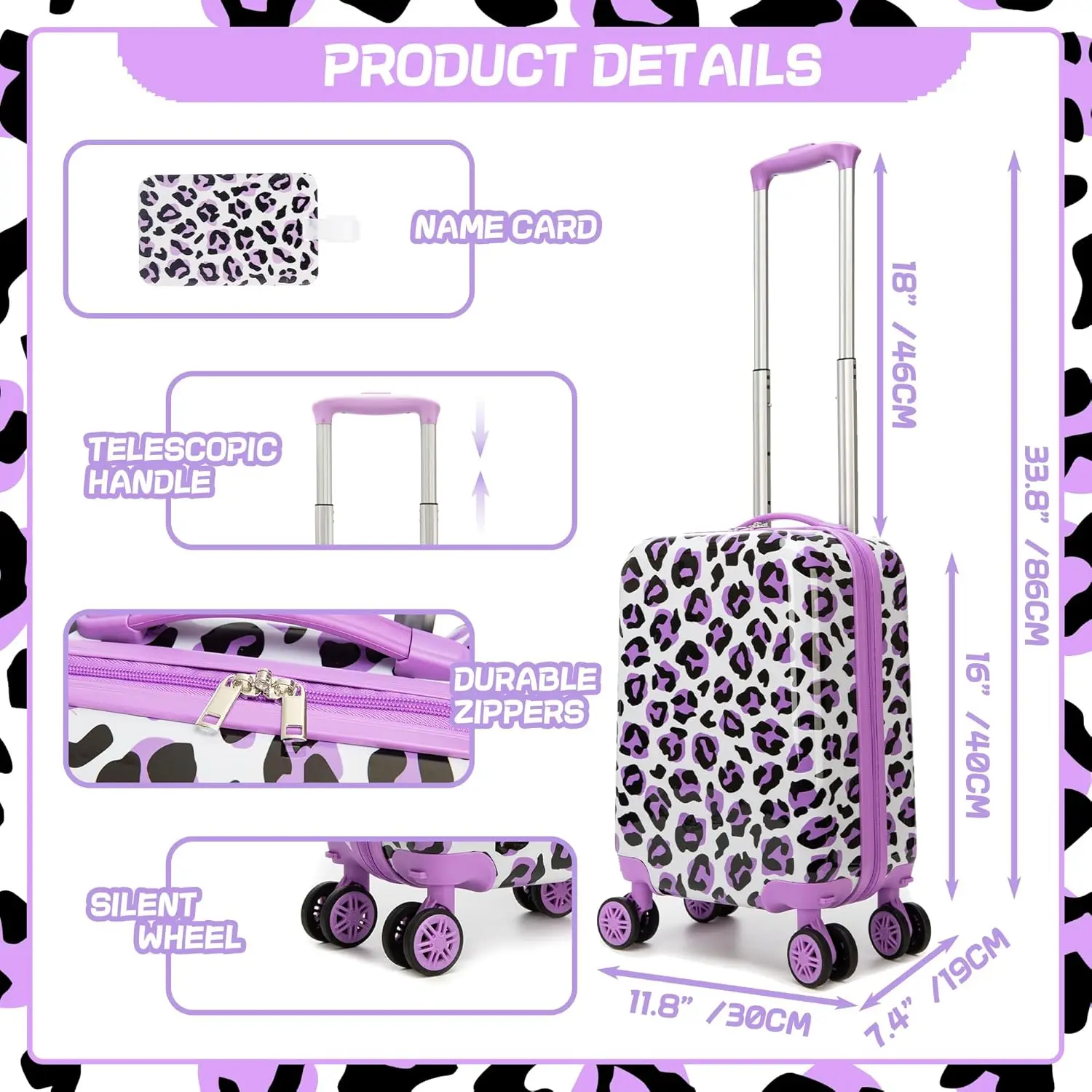 ชุดกระเป๋าเดินทางสำหรับเด็ก ชุดกระเป๋าเดินทาง 2 ชิ้น กระเป๋าเดินทางแบบแข็งขนาด 16 นิ้ว พร้อมล้อหมุน กระเป๋าเดินทางสำหรับเด็กผู้หญิง กระเป๋าเดินทางสำหรับเด็กวัยหัดเดิน ได้รับการรับรองจากสายการบิน