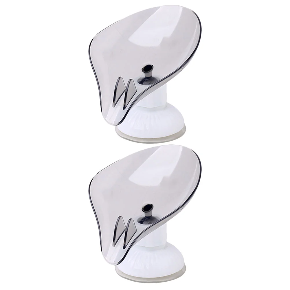 

2 Pcs Rotatable Soap Dish Draining Holder Bar Tray with Suction Cup Storage Self Case