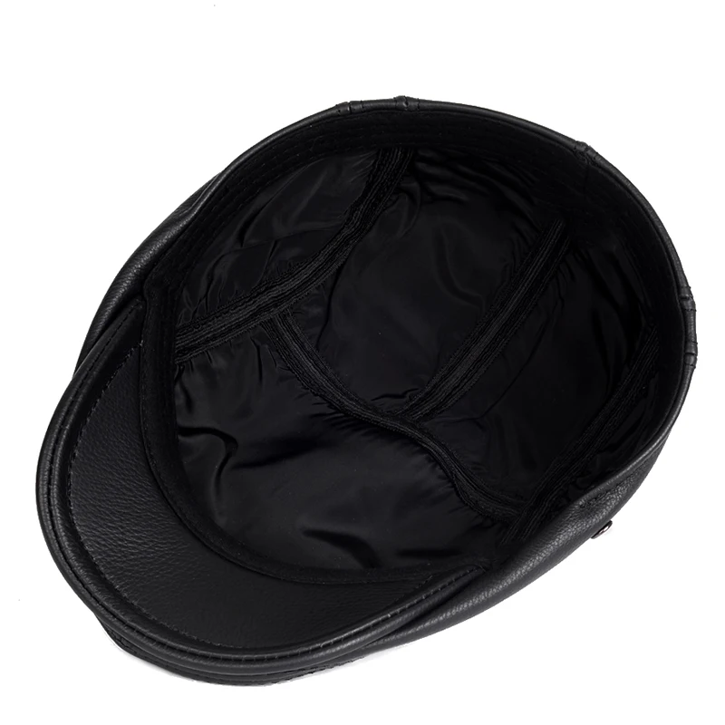 Single skin thin leather hat young men spring and autumn cowhide beret middle-aged and elderly forward cap worker hat