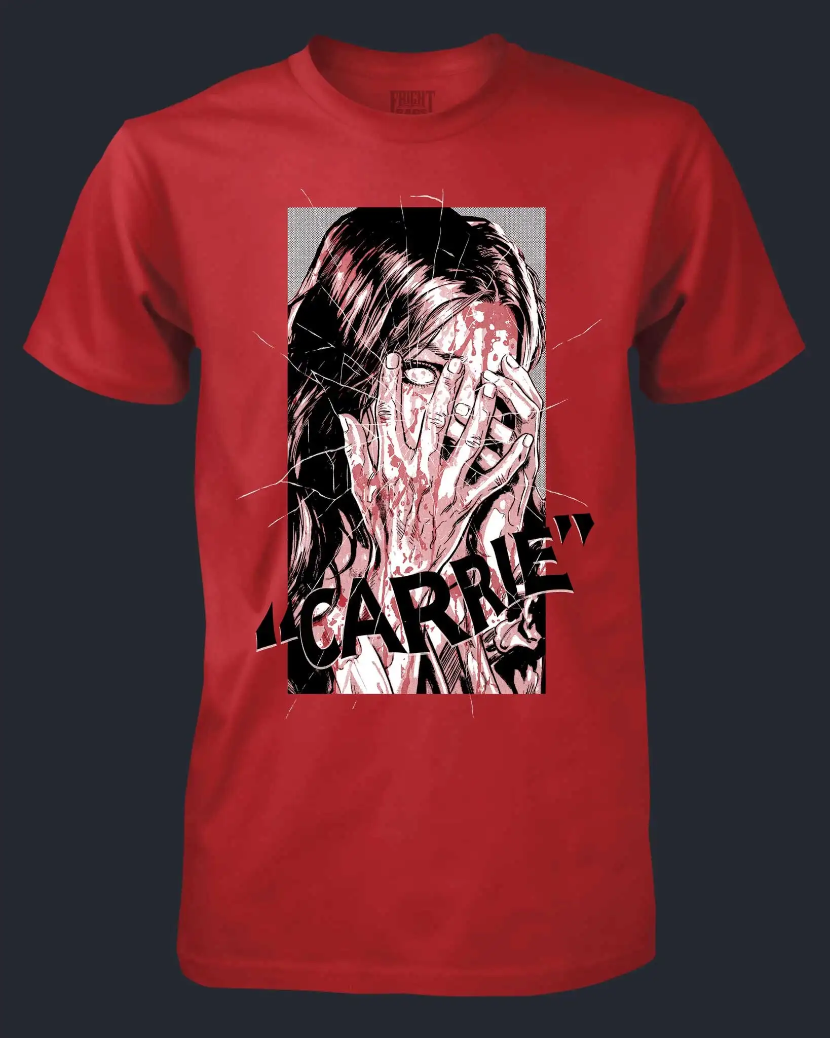 Fright-Rags Carrie Cracked Officially Licensed Horror Movie Red Graphic T-Shirt Cotton Men Women Streetwear Tee